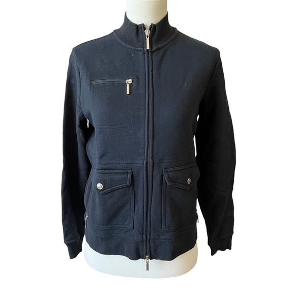 LAUREN RALPH LAUREN FULL ZIP JACKET VTG COTTON BOMBER PREPPY COLLEGIATE PETITE S - Picture 1 of 12